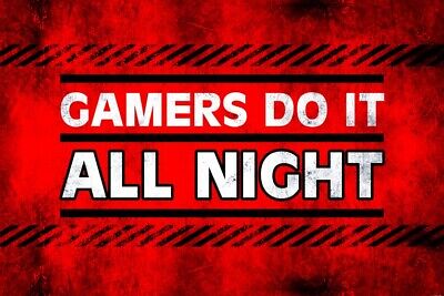 Gaming-gamers do it all night videogiochi poster stampa d'arte (180x120cm) #92636