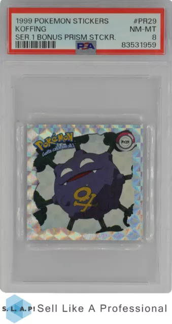 1999 Pokemon Stickers Series 1 Bonus Prism Stickers Pr29 Koffing Psa 8