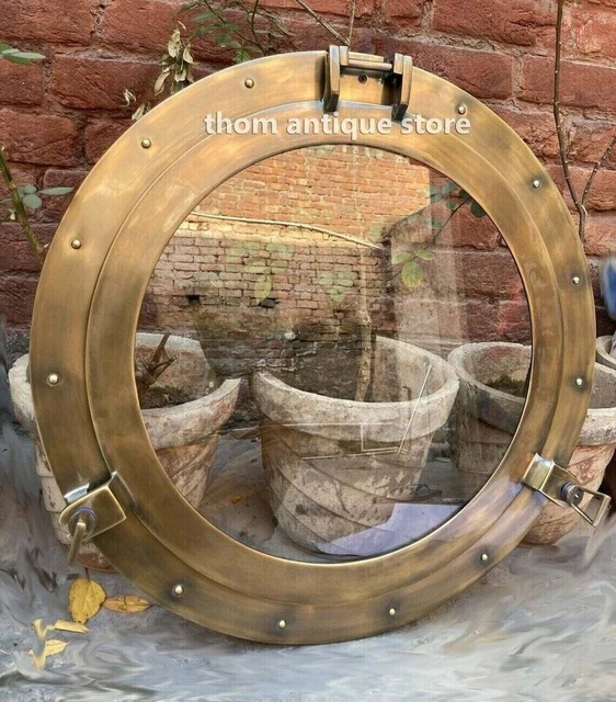 Espejo de barco pirata con espejo de ojo de buey pulido de latón náutico de...
