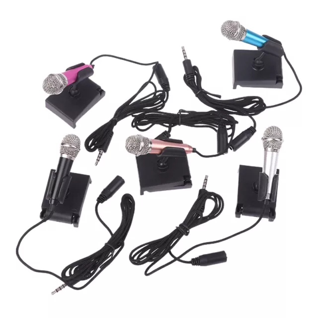 1Pc 3.5mm Mini Microphone With Stand Stereo Studio Mic For Smart Phone Laptop