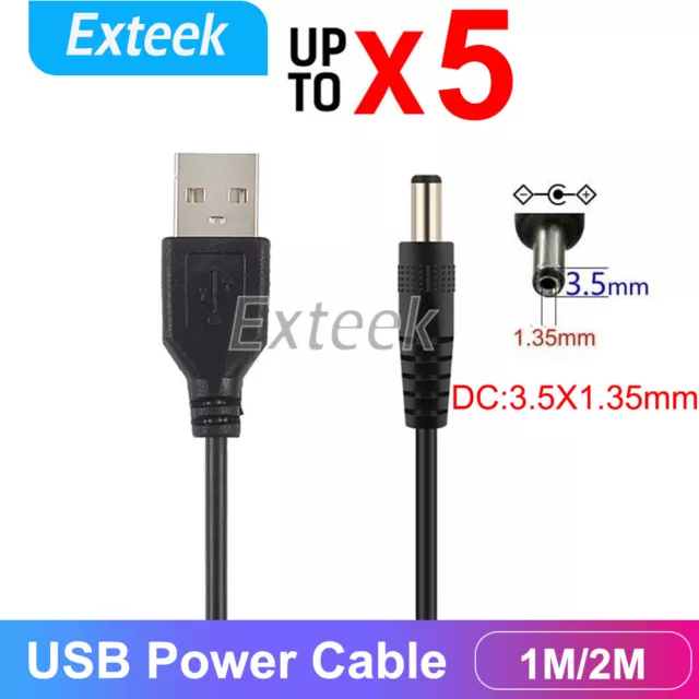 5V DC Power Charging Cord USB to DC 3.5 x 1.35mm Barrel Jack Adapter Connector