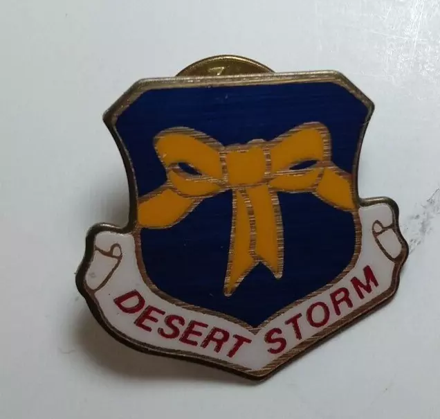 Desert Storm Yellow Ribbon Shield Vintage Lapel Pin
