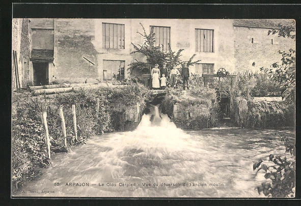 CPA Arpajon, Le Clos Cerpied, view of the spillway of the old mill 1908