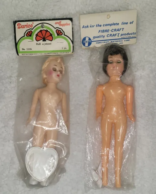 Vintage Plastic Craft Dolls 7- 1/2" & 8" Moving Sleepy Eyes