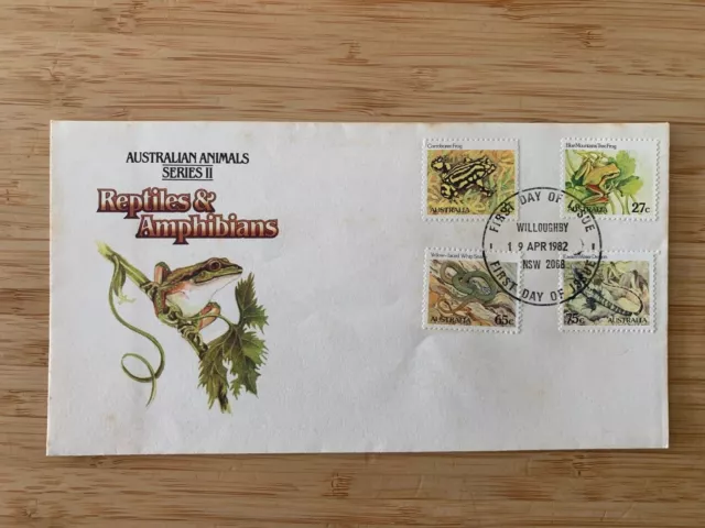 Reptiles & Amphibians (4 Stamps) 1982 First Day Cover (Willoughby NSW)