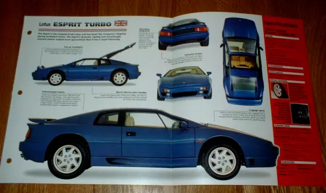 ★★1991 Lotus Esprit Turbo Se Spec Sheet Brochure Photo Poster Print 88 89 90 91