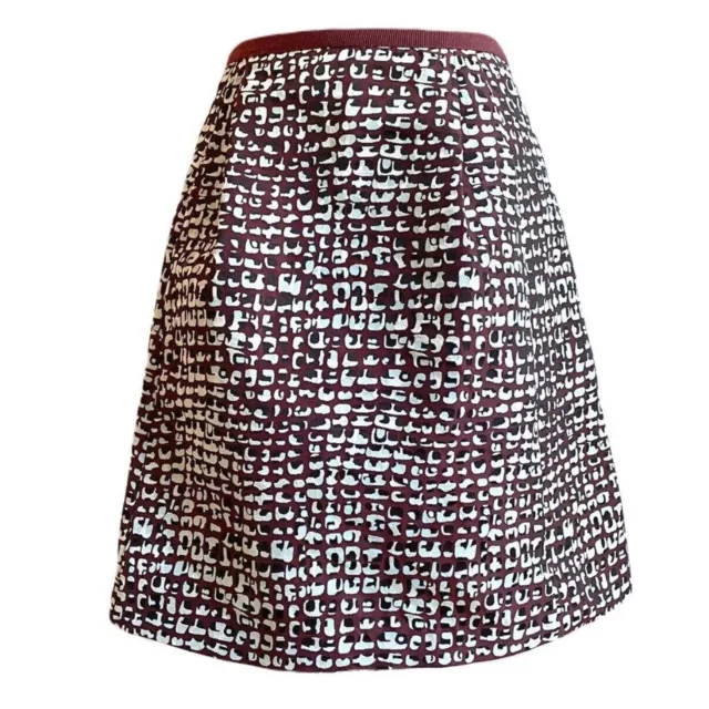 Max Mara Weekend Canga Bordeaux Multi-colored A-line Full Skirt Geo Print M