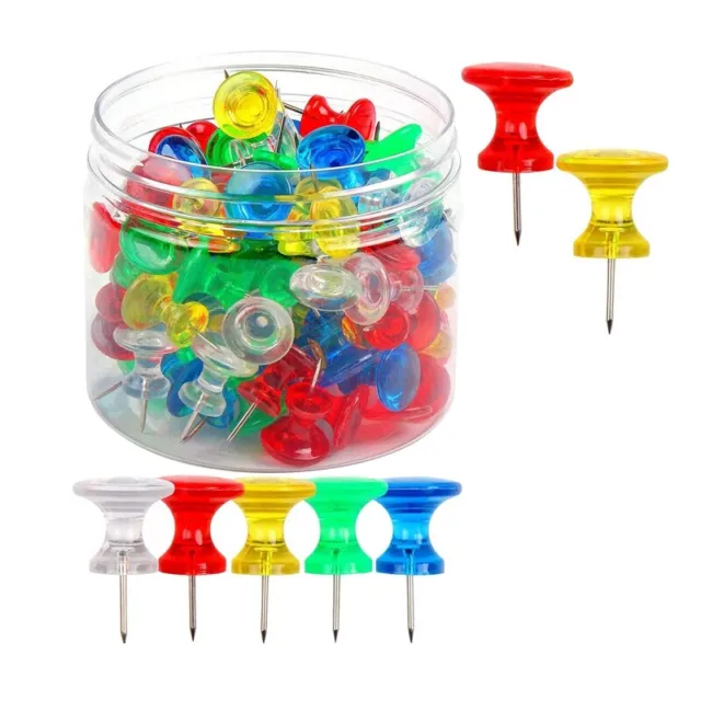Giant Push Pins 100-Pack  Thumbtacks  for Cork Board Bulletin Board with Plasth