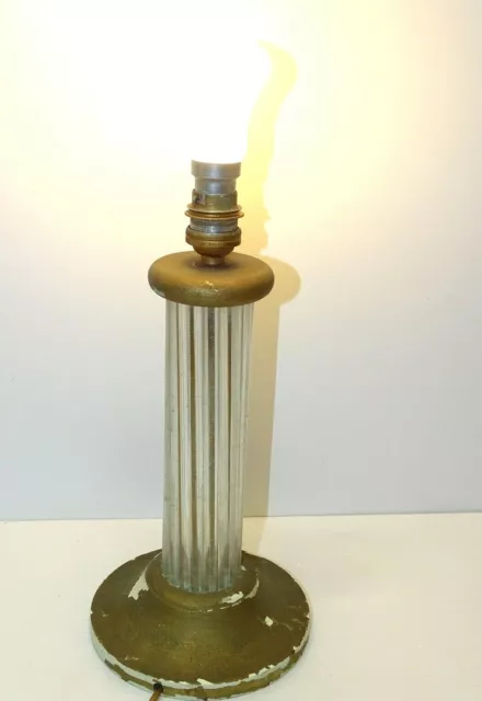 PIED DE LAMPE ART DECO Formé par des tubes en verre Socle et haut BOIS  Peint XX EUR 39,00 - PicClick FR