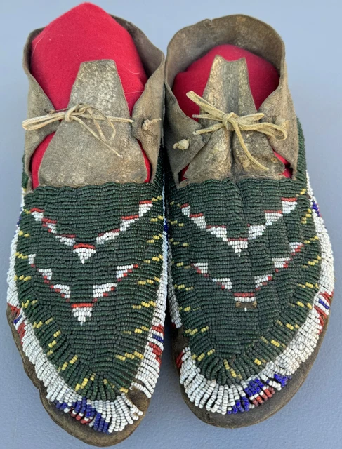 Pre Reservation Arapaho Moccasins Buffalo Hide 1870's Very Rare