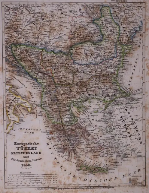 Dated 1832 Universal Atlas Map ~ TURKEY ~ (10x12)-#1268