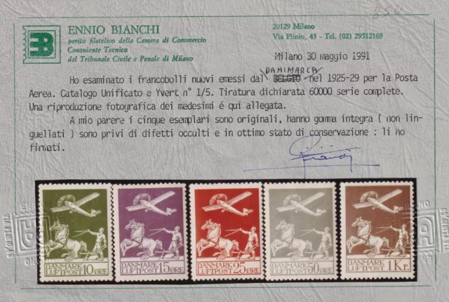 Denmark 1925-29 Air Stamp - Serie Completa 5 francobolli nuovi MNH Yvert 1/5