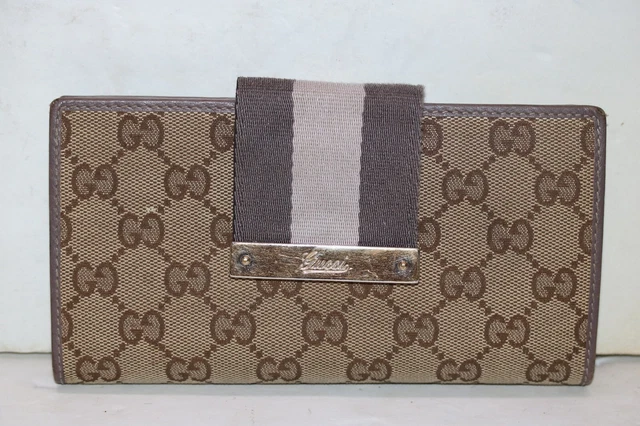 GUCCI Beige/Ebony GG Canvas Vintage Web Continental Long Wallet 181672