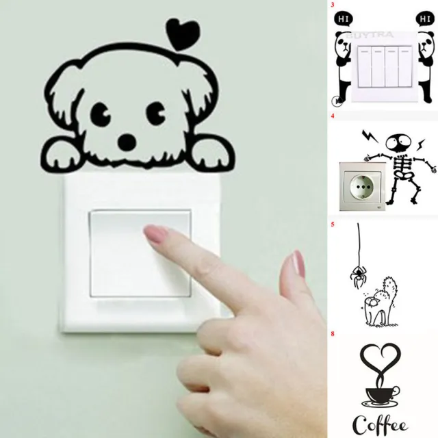 Switch Sticker 3D Cat Dog Cartoon Wall Decal Mural Art Kid Room Home Decor DIY