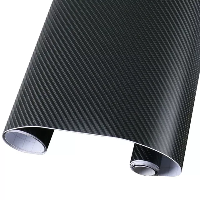4D BLACK Carbon Fibre Car  vinyl wrap Sheet Sticker film Car wrapping air free