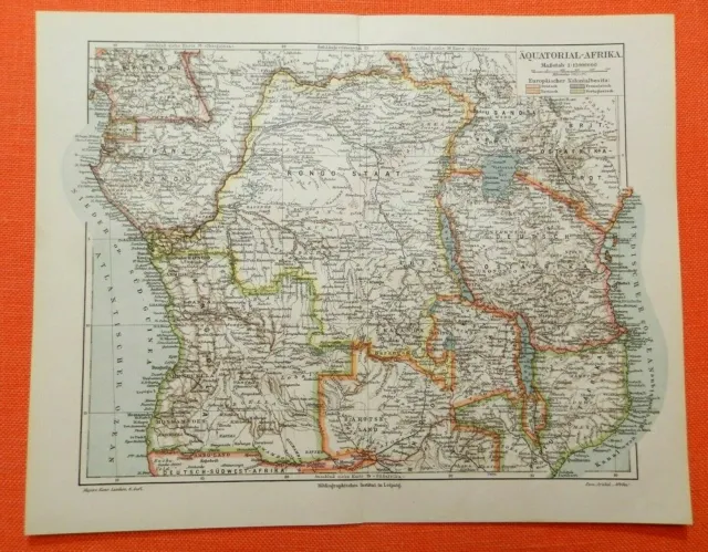 Afrika Äquatorial Kolonialbesitz Kolonien DOA  historische Landkarte von 1905