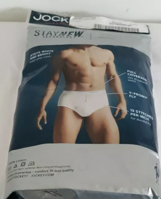 NWP BIG MAN Jockey Classics 2 Pc-Pack Full Rise Briefs Size 48 White 100% cotton