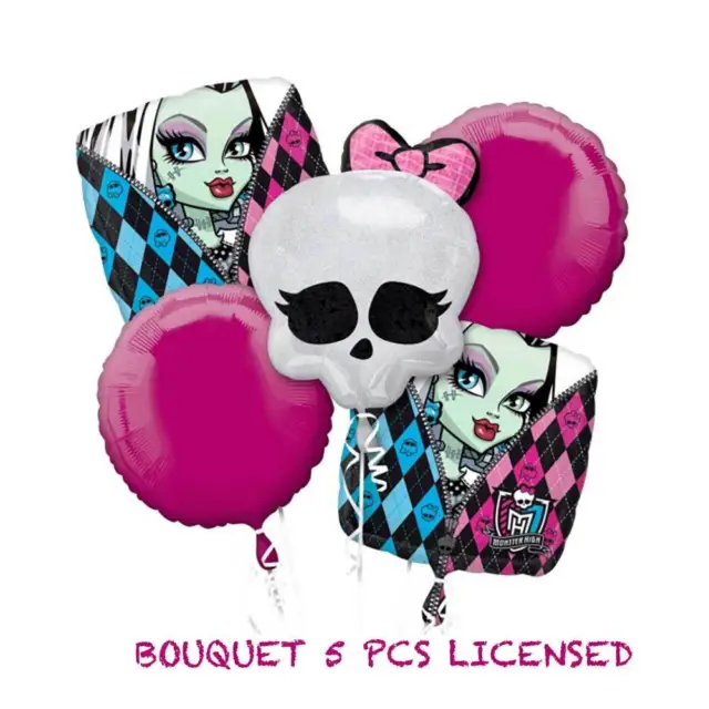 5Pk Monster High Balloon Bouquet Birthday Party Supply Decorations