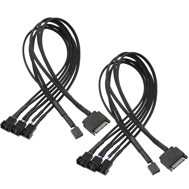 XMSJSIY SATA to 3 Pin 4 Pin PWM Fan Adapter Splitter Hub for 12V Desktop Compute