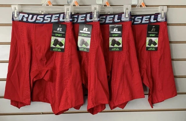 (8) Russell Performance Sport Long Leg Men's Boxer Brief Medium 32” - 34”