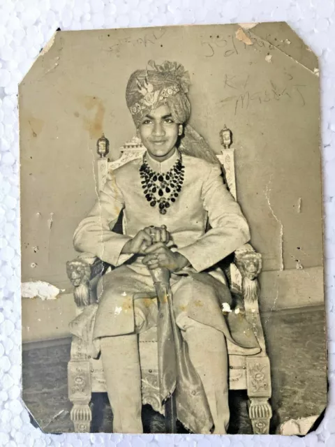 Indio Jodhpur Real Familia Joven Son Negro Y Blanco Fotos Antiguo Coleccionable