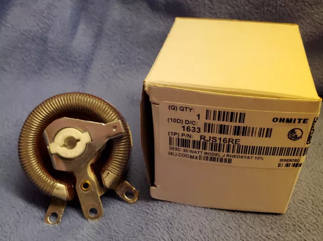OHMITE RJS16RE, Model J, 16 Ohm 50W Rheostat. Came direct from factory.