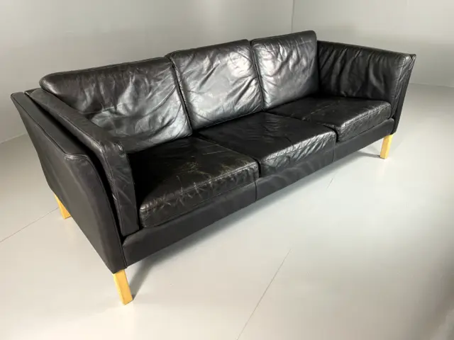 EB5863 Vintage Danish Leather Sofa by BO, 3 Seat, Retro, MCM M3SS