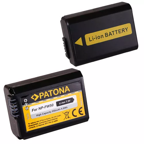 2x PATONA Ersatz ACCU Akku NP-FW50 für Sony Alpha ILCE-7RM2, a7R II, a7r 950mAH