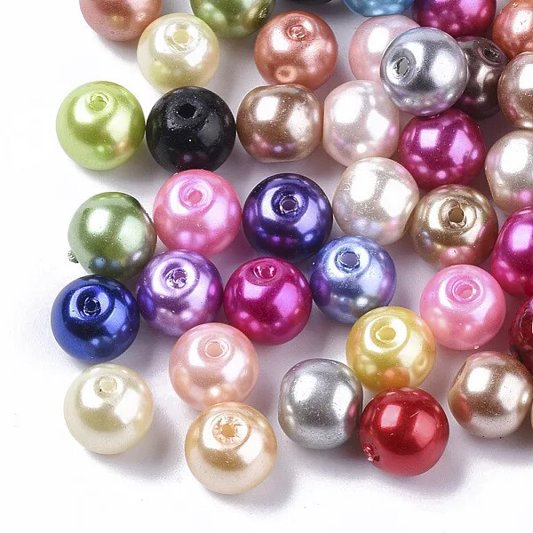 Glass pearl bead mix random colours round faux pearls 4mm 6mm 8mm 10mm diameter