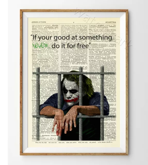 The Joker Heath Ledger Dictionary Art Print Poster Batman Dark Knight Vintage