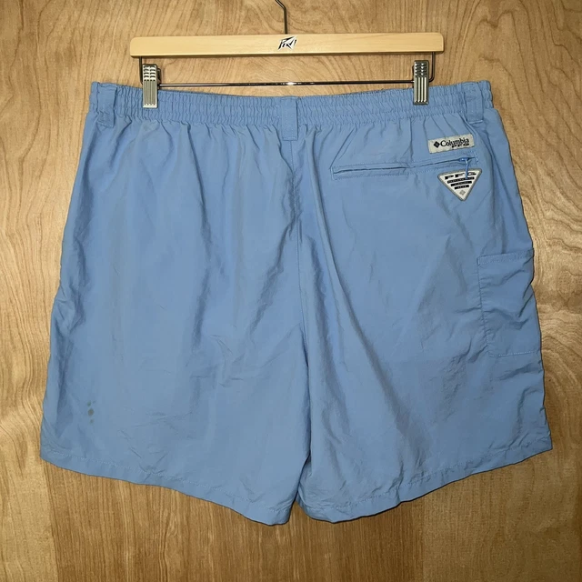 Men's Columbia Pfg Fishing Nylon Logo Swim Shorts Light Blue Size Xl Men's Columbia Pfg Fishing Nylon Logo Swim Shorts Light Blue Size Xl