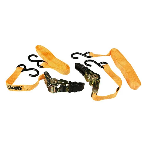 Set 2 Nastri Tensori Fissaggio Cricchetto Doppio Gancio 500Cm Trasporto Pro-Safe
