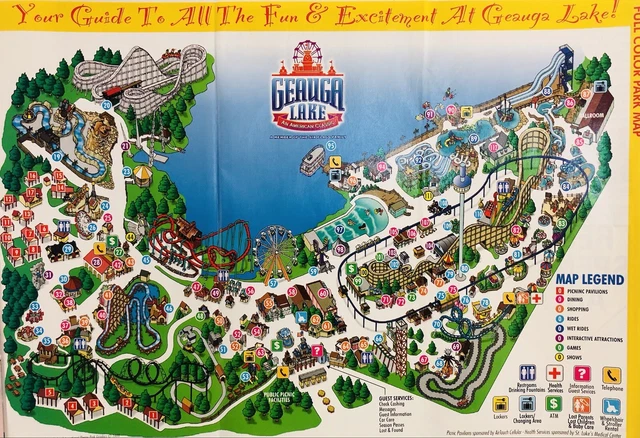 GEAUGA LAKE AMUSEMENT Theme Park Vintage 1999 Park Guide Map Aurora