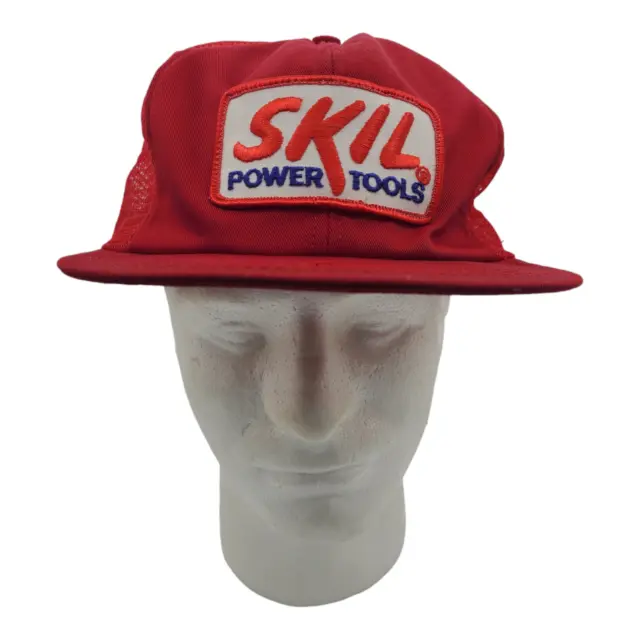 Vtg Skil Power Tools Mesh Back Trucker Hat Snapback Baseball Cap Red Made In USA