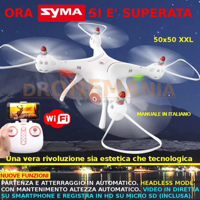 GRANDE DRONE SYMA X8SW BAROMETRO HEADLESS CAMERA HD ruotabile e FPV real timeNEW