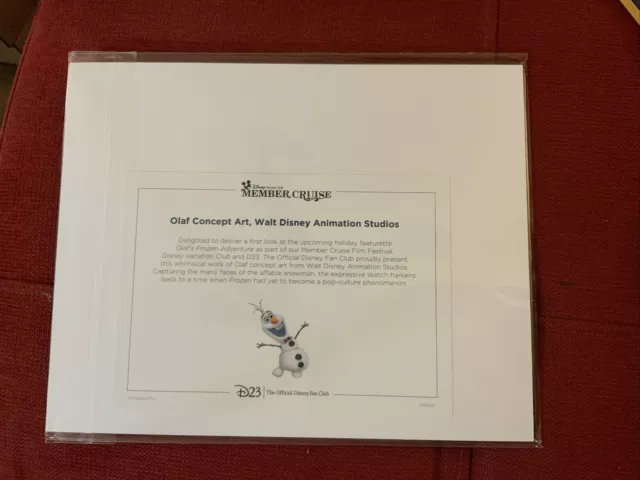 Disney Vacation Club Member Cruise Olaf Concept Art D23 Fan Club Lithograph 2