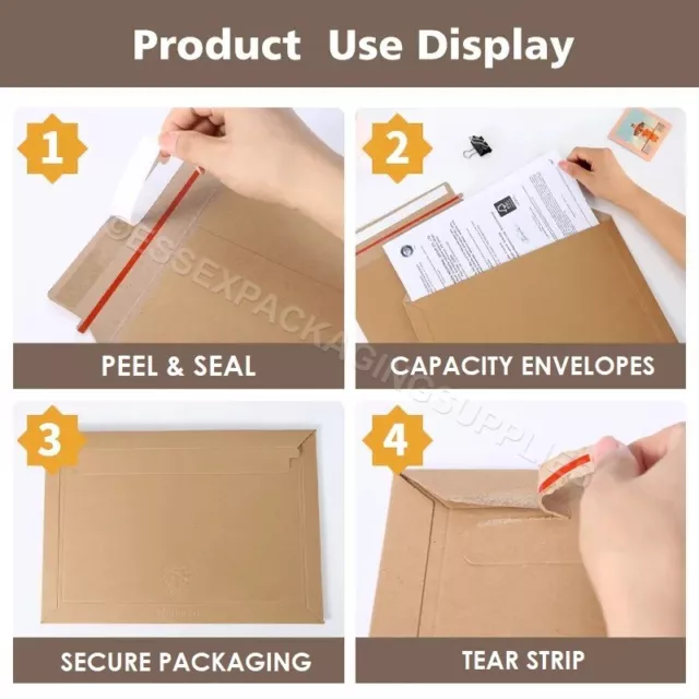 Cardboard Envelopes Book Mailer Manilla Expandable Capacity Letter Box