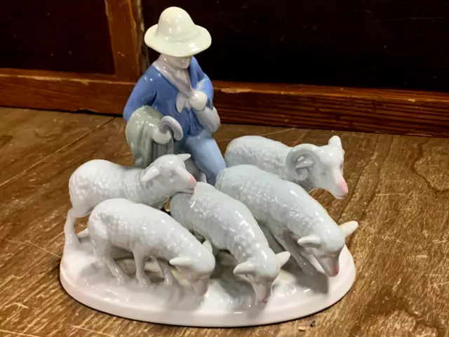 Vtg Rare Gerold Porzellan Bavaria E&R 5 Sheep Herd Figurine West Germany (2C)