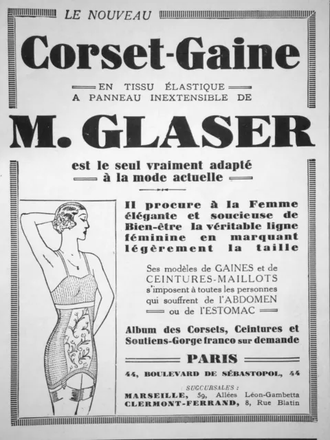 Publicité M.glaser Corset Gaine Le Seul Vraiment Adapté À La Mode Actuelle