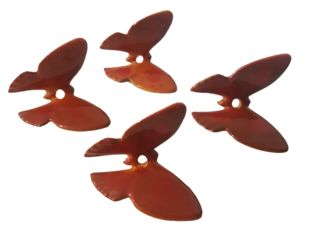 4 Vintage Plastic Faux Ceramic Autumn Butterfly Beads for Macrame Plant Hangers