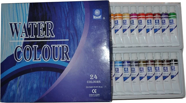Juego de pintura de acuarela Memory Professional Artists, 24 colores en aluminio de 12 ml...