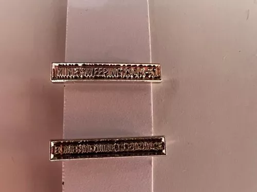 Medal British Naval Gsm 1909-62 Miniature Bars - Mine Sweeping + Bomb & Mine Cle