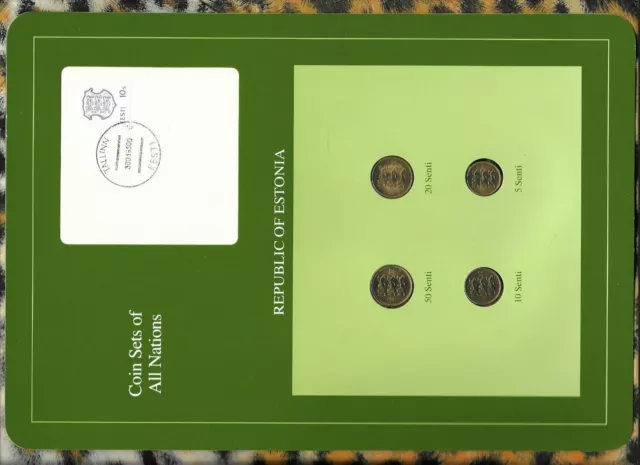 Coin Sets of All Nations Estonia w/card UNC 10,20,50 Senti 1992 5 Senti 1991