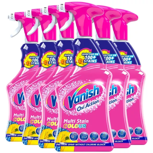 6 x Vanish Oxi Action Spray Fabric Stain Remover 500ml Total 3L Energy Lift