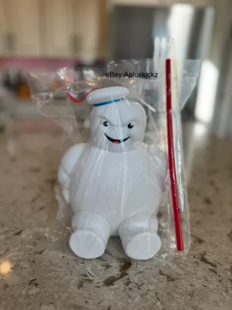 AMC Ghostbusters Frozen Empire Stay Puft Marshmallow Man Cup + Straw New Sealed!