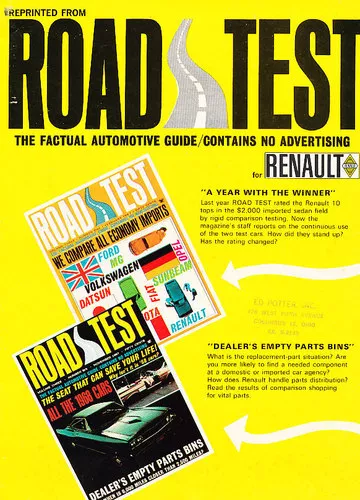 1967 Renault R-10 R10 Road Test Sales Brochure