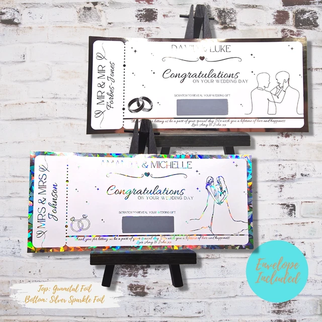 Wedding Gift Voucher, Foil Ticket, Personalised Wedding Gift, Wedding Present