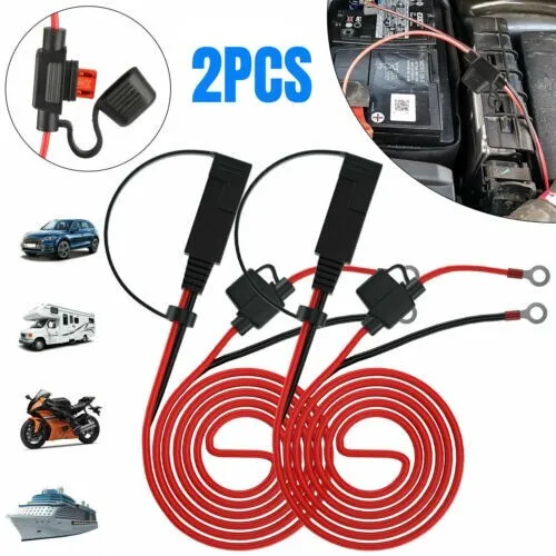 2PCS 1.4M SAE Terminal Battery Power Cord Cable Tender Harness Wire Extension