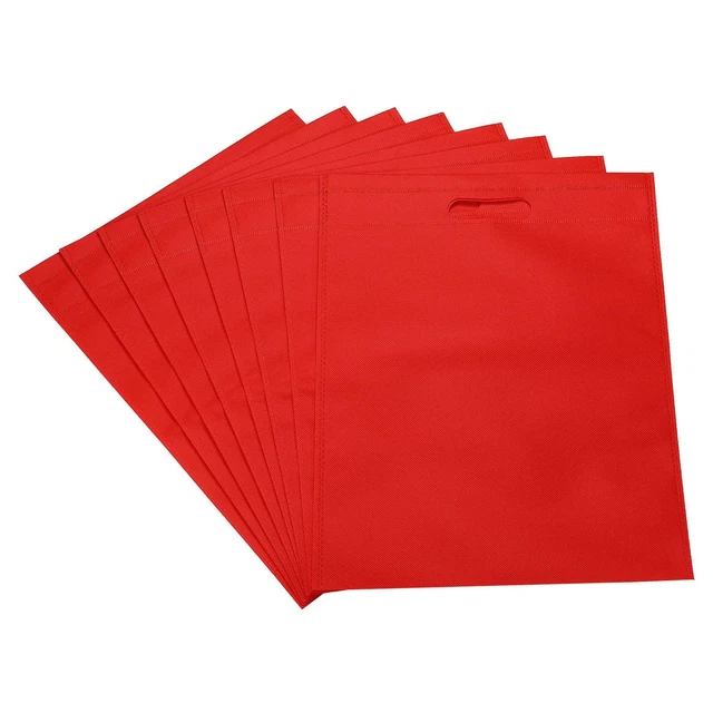 Fiesta Bolsa, 20 Paquete Reutilizables Bolsas de Compras con Asas, Rojo