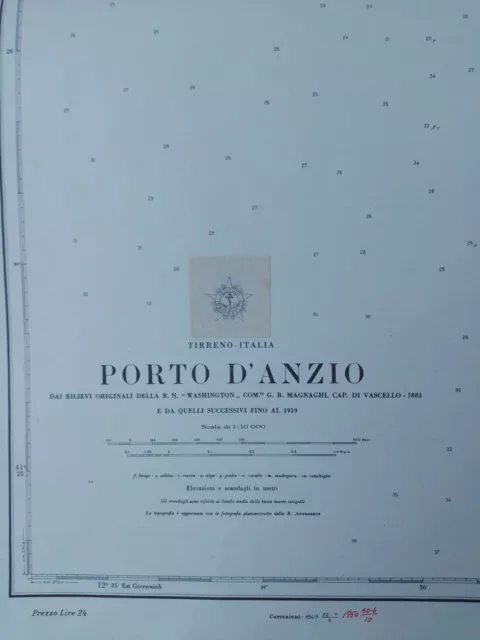Carta Nautica Originale Porto di Rapallo Rilievi del 1967 al 1976